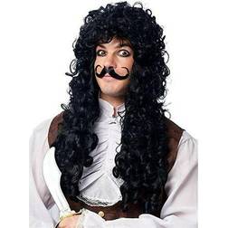 Franco Captain hook pirate adult costume wig and mustache