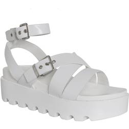 Where's That From Layla Buckle Strap Platform - White