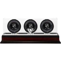 Pittsburgh Penguins Mahogany Three Hockey Puck Logo Display Case