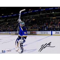 Jordan Binnington St. Louis Blues Autographed x Stick Salute Photograph