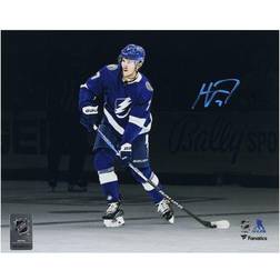 Haydn Fleury Tampa Bay Lightning Autographed x Blue Jersey with Puck Photograph