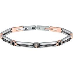 Maserati Mens Silver and Rose Bracelet, Black, Men