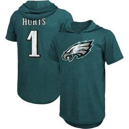 Majestic Threads Men's Jalen Hurts Midnight Green Philadelphia Eagles Player Name & Number Tri-Blend Hoodie T-Shirt