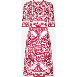 Dolce & Gabbana Majolica-print charmeuse midi dress