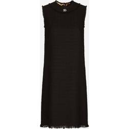 Dolce & Gabbana Raschel tweed calf-length dress with logo