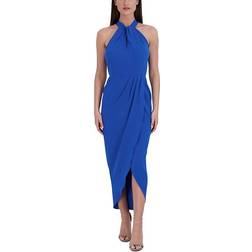 Julia Jordan Knot Neck Tulip Hem Midi Dress - Blue