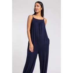 Roman Strappy Full Length Jersey Jumpsuit in Navy