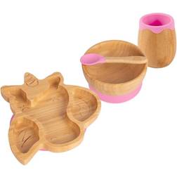 Unicorn Bamboo Suction Baby Feeding Set 4pc Pink