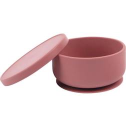 Baby Silicone Suction Bowl with Lid Dusty Rose