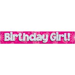 Oaktree Garlands Birthday Girl Holographic Banner 9ft Pink