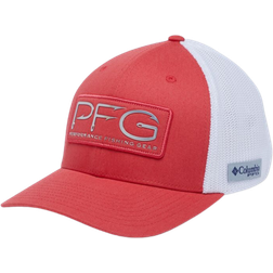 Columbia PFG Hooks Mesh Ball Cap High Crown - Sunset Red/Silver