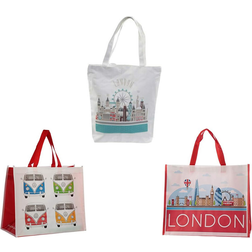 Puckator Handy Cotton Zip Up Shopping Bag London Icons