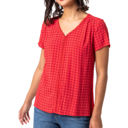 Roman Ditsy Embroidered Trim Detail Top - Red