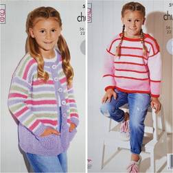 King Cole 5948 Chunky Pattern Girls Sweater & Cardigan