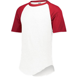 Augusta Men's Short Sleeve Baseball T-shirt - White/Red