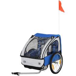 Homcom Reiten Kids Steel Frame 2-Seater Bicycle Trailer Blue /White