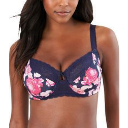 Amoureuse Lace Trim Underwire Bra - Navy Rose