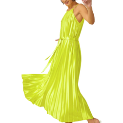 Roman Sleeveless Pleated Halter Neck Midi Dress - Lime