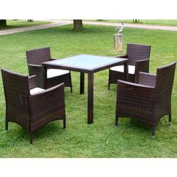 vidaXL 5 Cushions Poly Patio Dining Set