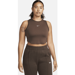 Nike Women's Sportswear Essential Ribbed Cropped Tank Top Baroque Brown/Sail