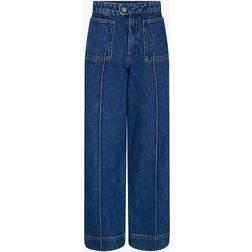 Soeur Womens Blue Harry Wide-leg High-rise Jeans