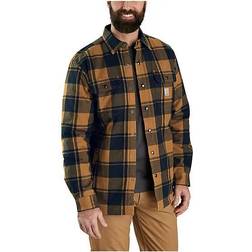 Carhartt Men's Relaxed Fit Flannel Sherpa-Lined Shirt Jac Brown