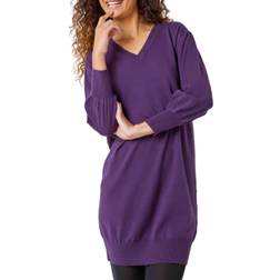 Roman Knitted Jumper Dress - Purple