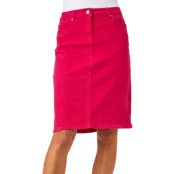 Roman Cotton Denim Stretch Skirt - Pink