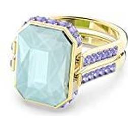 Swarovski Orbita ring, Octagon cut, Multicoloured, Gold-tone plated