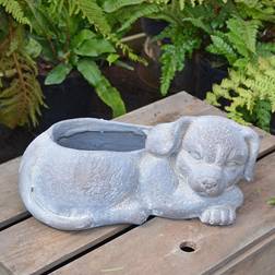 Solstice Sculptures Europa Dog 15cm Fibre Clay Planter