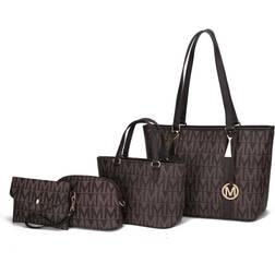 MKF Collection Marimar M Signature Tote Handbag 4-piece Set - Chocolate