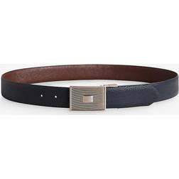 Ted Baker Mens Navy Aydon Logo-buckle Leather Belt