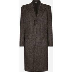 Dolce & Gabbana Single-breasted herringbone alpaca wool coat