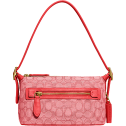 Coach Demi Bag In Signature Jacquard - Brass/Sport Red