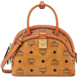 MCM Tracy Visetos Tote Bag - Cognac