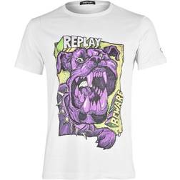 Replay Beware of the Dog Pop Art T-Shirt, White