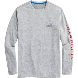 Vineyard Vines Whale Logo Long-Sleeve Harbor Performance Tee - Grey Heather