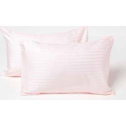 Homescapes Cotton Stripe 330 Thread Count, 2 Pillow Case Pink