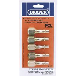 Draper 1/4" Female Thread PCL Coupling Screw Adaptor Pack of 5