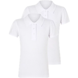 George for Good Girl's Scallop School Polo Shirts 2-pack - White