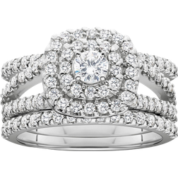 Pompeii3 Cushion Halo Ring - White Gold/Diamonds