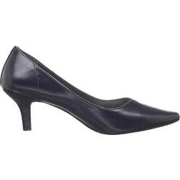 Easy Street Chiffon Pointed-Toe Pumps - Navy