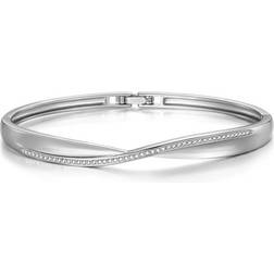 Jones Silver Plated Arc Bangle Created with Zircondia Crystals
