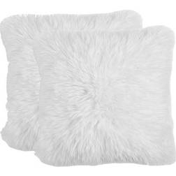 Sienna Faux Mongolian Fur Plain Cushion Cover White