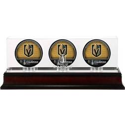 Vegas Golden Knights 2023 Stanley Cup Champions Mahogany Three Hockey Puck Logo Display Case