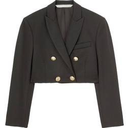Palm Angels Cropped Double-Breasted Blazer - Black