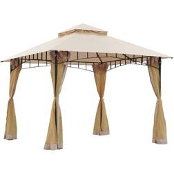 OutSunny Patio Gazebo with Mesh Sidewalls 2.96x2.96 m