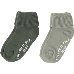 Polarn O. Pyret Plain Socks With Non-Slip Nubs 2-pack - Ggreen/Blue