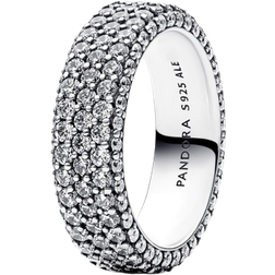 Pandora Timeless Pavé Triple-Row Ring - Silver/Transparent