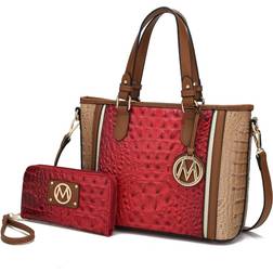 MKF Collection Lizza Croco Embossed Tote Handbag - Red